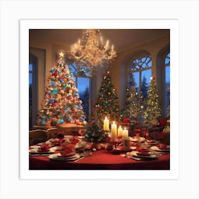 Christmas Dining Room Art Print