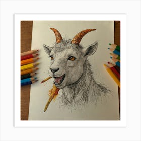 Goat With Horns 6 Art Print