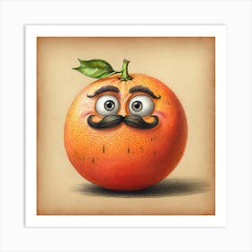 Orange With Mustache 19 Art Print