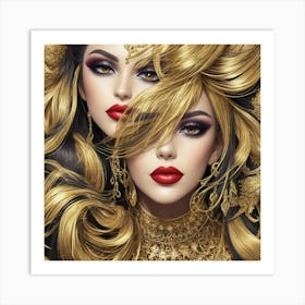 Two Beautiful Women With Gold Hair Art Print