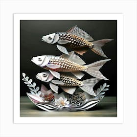 An Aquatic Origami Fish Art Print