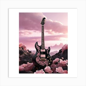 Rhapsody in Pink and Black Guitar Wall Art Collection 12 Art Print