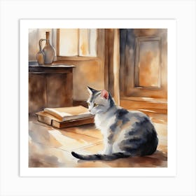 Watercolor Of A Cat 2 Art Print