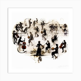 Music Silhouette - Musicians Friends Art Print