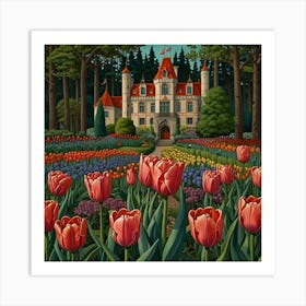 Tulips In The Garden 48 Art Print