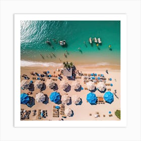 Aerial View Beach Club Summer Photography Art Print