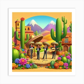 Mexican Village Art Print