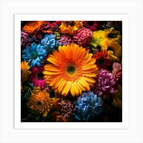 Firefly Bold And Bright Floral Display Vibrant Flowers With High Contrast For A Striking Appearance (9) Art Print