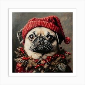 Christmas Pug 2 Art Print