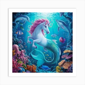 Unicorn Under The Sea Art Print