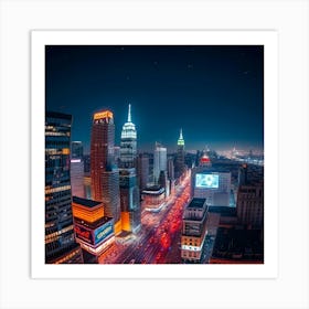 New York City At Night Art Print