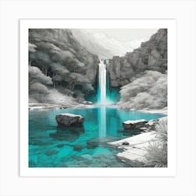 Waterfall In The Mountains 42 Art Print