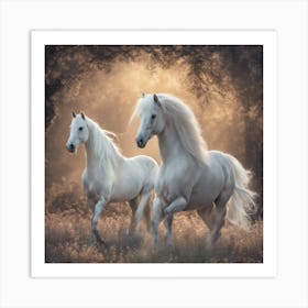 White Horses Art Print