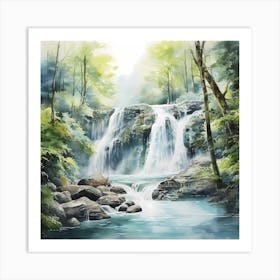 AI Tranquil Cascade  Art Print