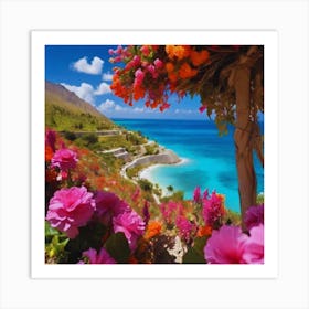 Flowers By The Sea 3 Art Print