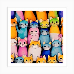 seamless pattern of Colorful Cats Art Print