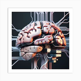 Brain On Circuit Board 13 Art Print