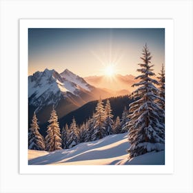 Sunrise In The Mountains 1 Art Print