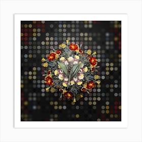 Vintage Peliosanthes Teta Flower Wreath on Dot Bokeh Pattern n.0574 Art Print