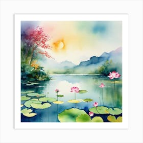 Lotus Flower Painting 5 Art Print