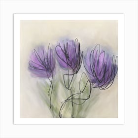 Purple Flowers Abstract Art Print