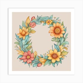 Floral Wreath 6 Art Print