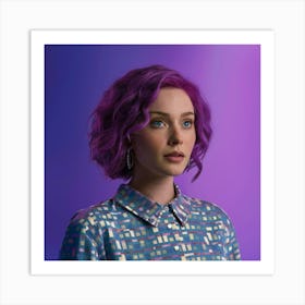 Woman With Purple Hair Art Print