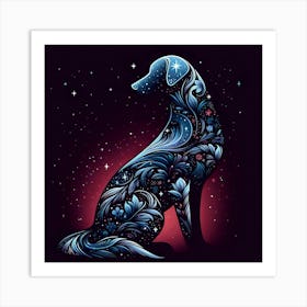 Dog In The Night Sky Art Print