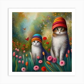 Garden Kittens Art Print