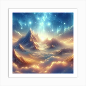 Sky With Stars And Clouds Art Print