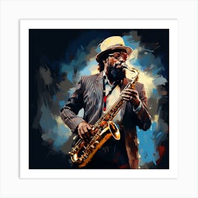 Jazz Musician Playing Saxophone Art Print