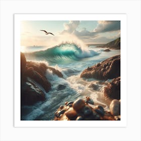 Waves Crashing Over Rocks Art Print