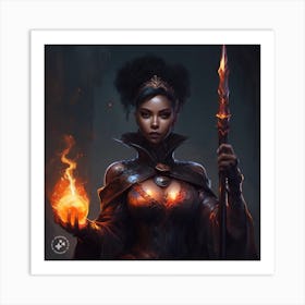 Lady Mage With A Fiery Orb Art Print