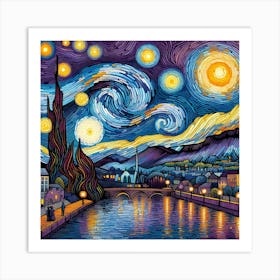 Starry Night Over the Rhône: A Tribute to Van Gogh’s Masterpiece Art Print
