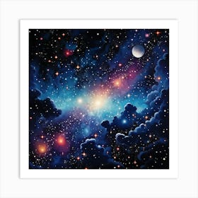 Abstract Illustration Showcasing The Rich Tapestry Of Cosmos With Contrasting Patterns Of Bright Fl (1) 2 Art Print