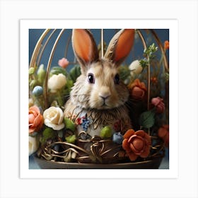 Bunny In A Cage Art Print