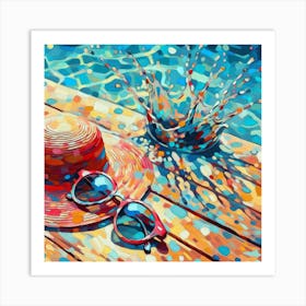 Hat And Sunglasses pool Art Print