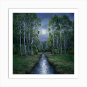 Moonlight Stream Art Print