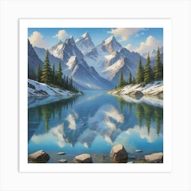 Mountain Lake art print Art Print