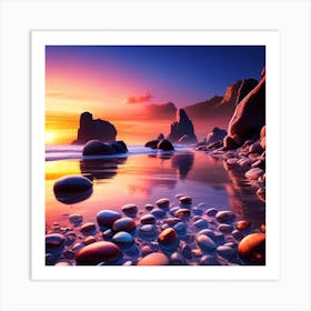 Sunset Rocks Art Print