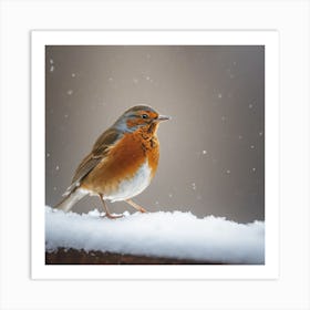 Robin In The Snow Art Print