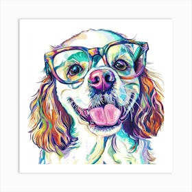 Dog With Glasses 31 Art Print