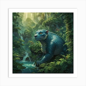 Blue Jaguar Art Print