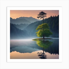 Lone Tree In The Lake Art Print