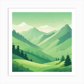 Misty mountains background in green tone 189 Art Print