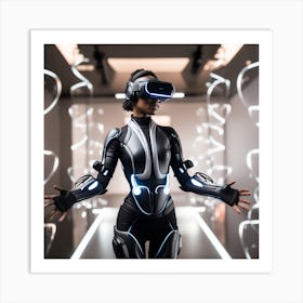 Futuristic Woman In Virtual Reality 1 Art Print