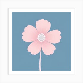 A White And Pink Flower In Minimalist Style Square Composition 715 Art Print