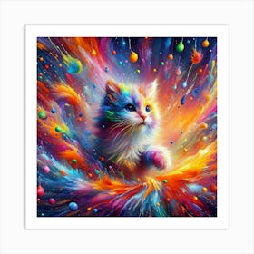 Colorful Cat Painting Art Print