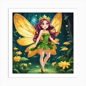 Fairy Butterfly In The Forest Art Print