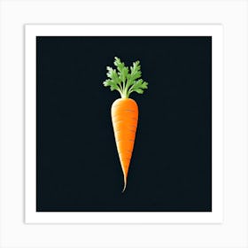 Carrot On Black Background 1 Art Print